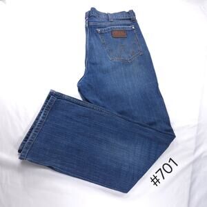 Wrangler Retro Relaxed Boot Button Denim Medium Wash Jeans Mens Size 36x30 Blue
